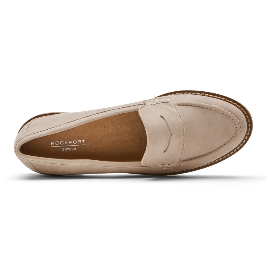 Rockport Women's Kacey Penny Loafer Taupe Nubuck