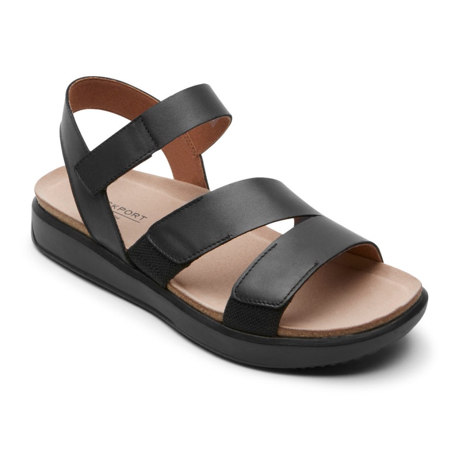Rockport Women's Kells Bay 3-Strap Sandal Black