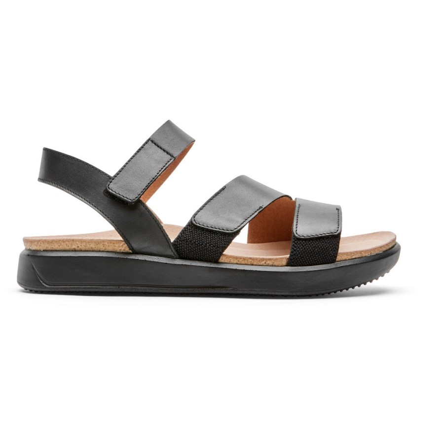 Rockport Women's Kells Bay 3-Strap Sandal Black