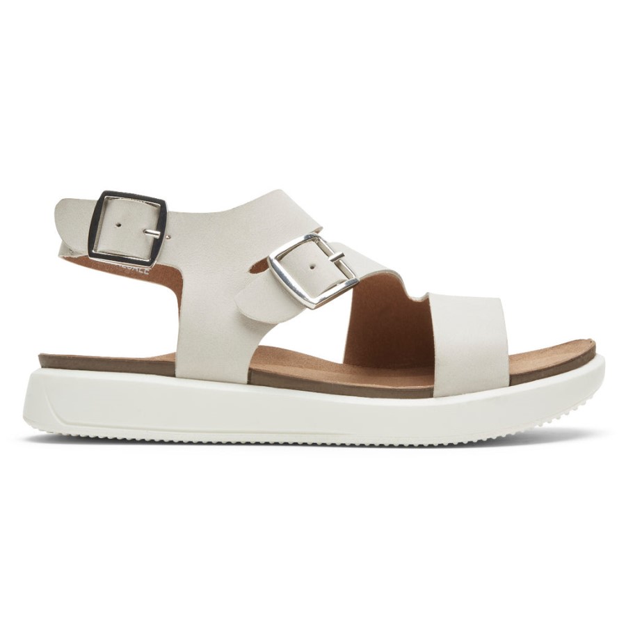 Rockport Women's Kells Bay Asymmetrical Sandal Light Grey
