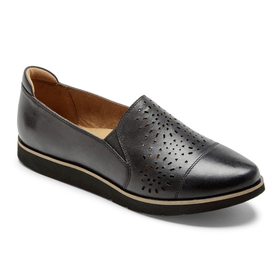 Rockport Women's Laci Twin-Gore Slip-On Black Leather