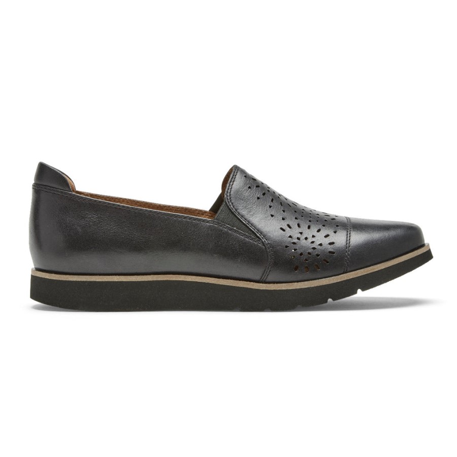 Rockport Women's Laci Twin-Gore Slip-On Black Leather