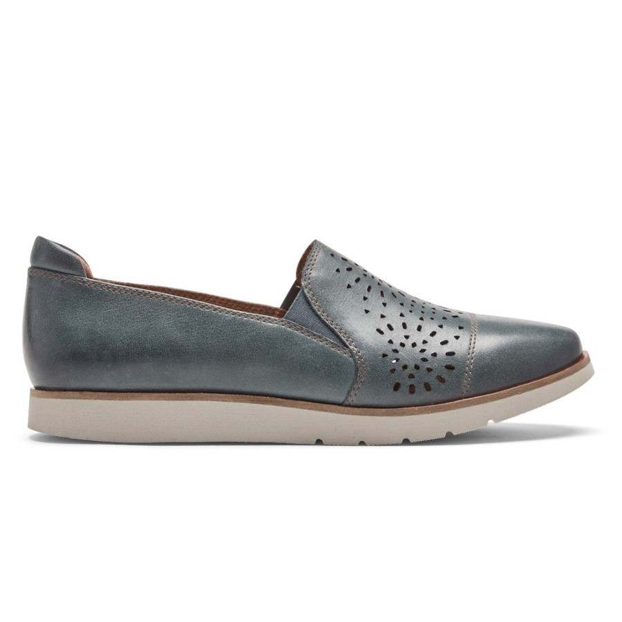 Rockport Women's Laci Twin-Gore Slip-On Teal Leather
