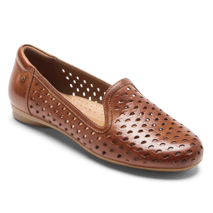 Rockport Women's Maiika Woven Slip-On Tan Leather