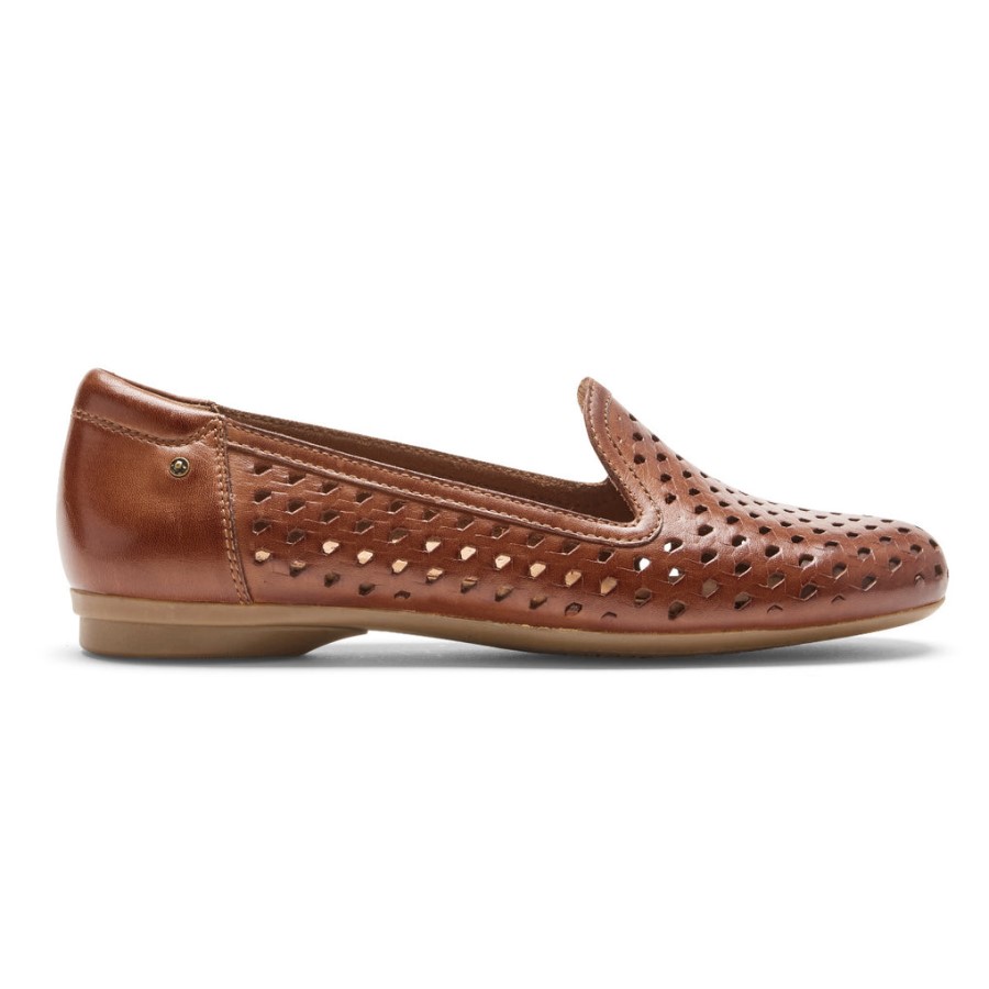 Rockport Women's Maiika Woven Slip-On Tan Leather