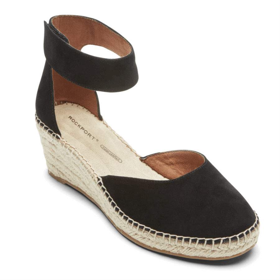 Rockport Women's Marah Ankle Strap Wedge Sandal Black