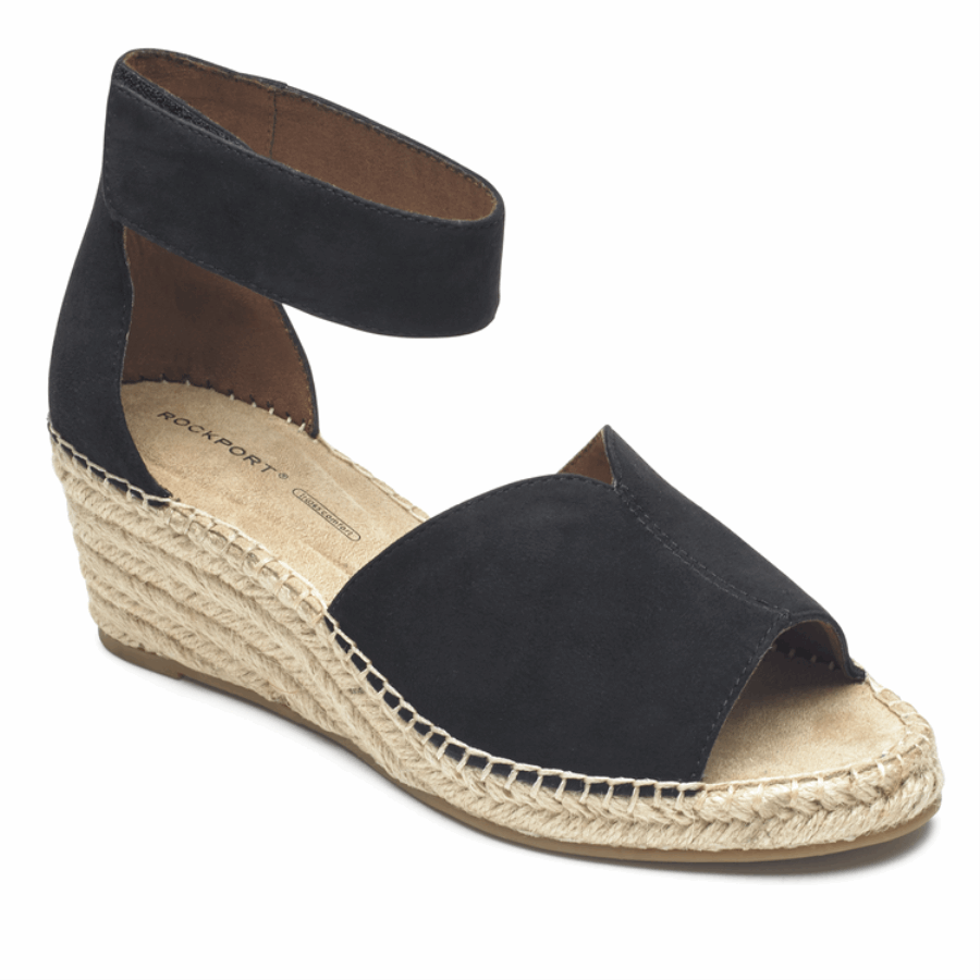 Rockport Women's Marah Peep Toe Wedge Sandal Black