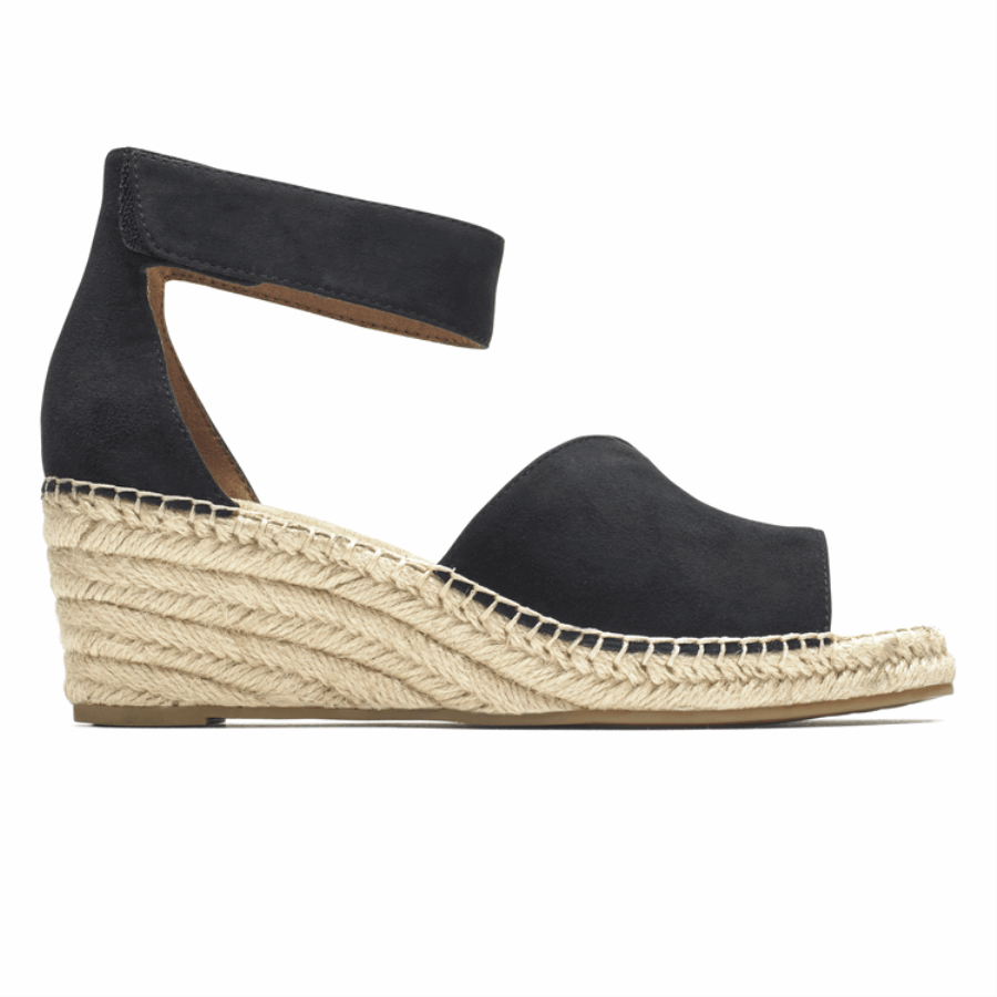 Rockport Women's Marah Peep Toe Wedge Sandal Black