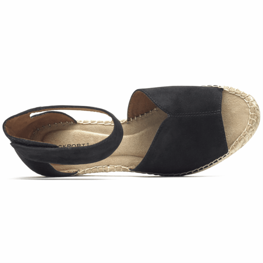Rockport Women's Marah Peep Toe Wedge Sandal Black