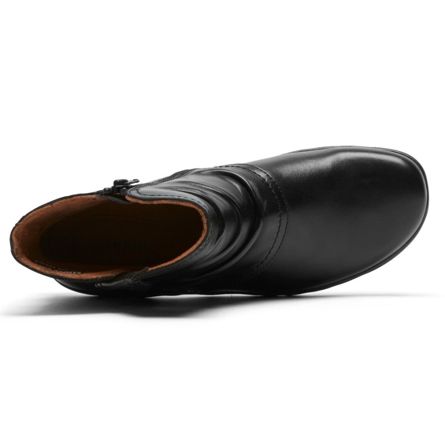 Rockport Women's Penfield Ruched Boot Black Leather