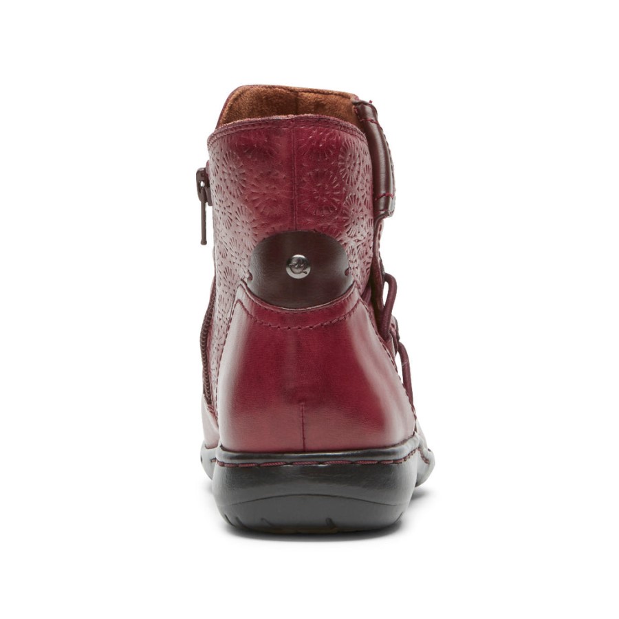 Rockport Women's Penfield Ruched Boot Red Leather