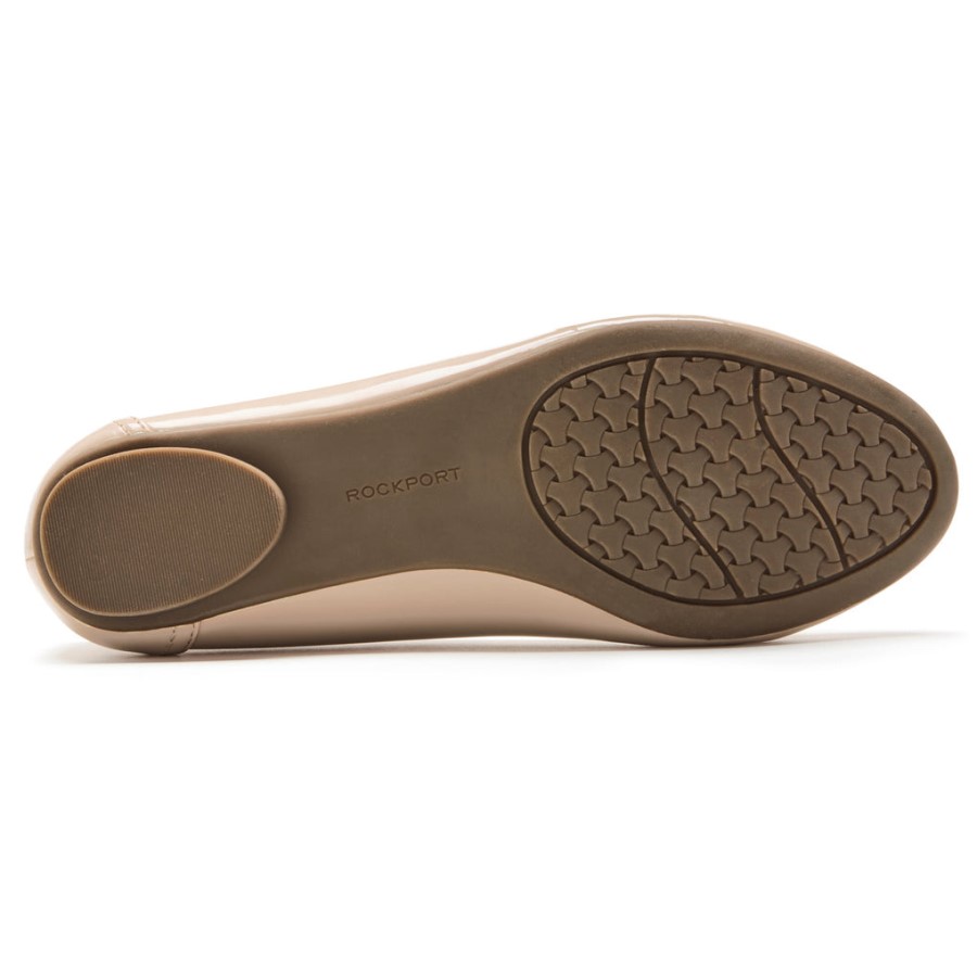 Rockport Women's Reagan Ballet Flat Neutral Beige Patent Synthetic