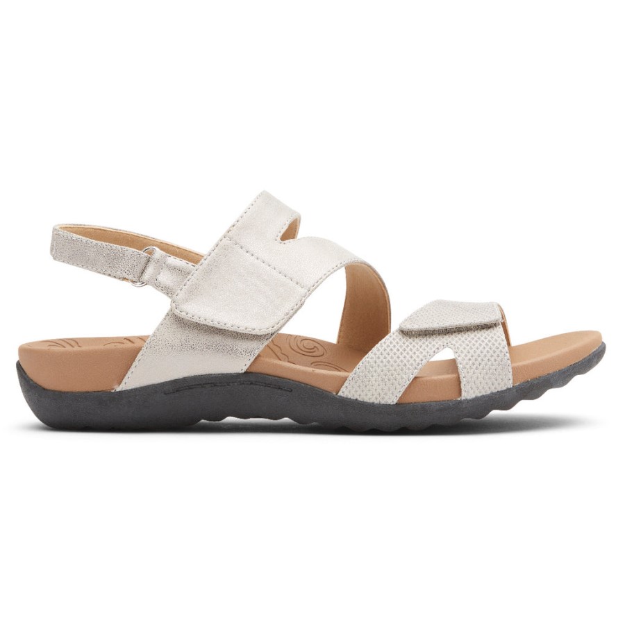 Rockport Women's Ridge Adjustable Asymmetrical Sandal Metallic