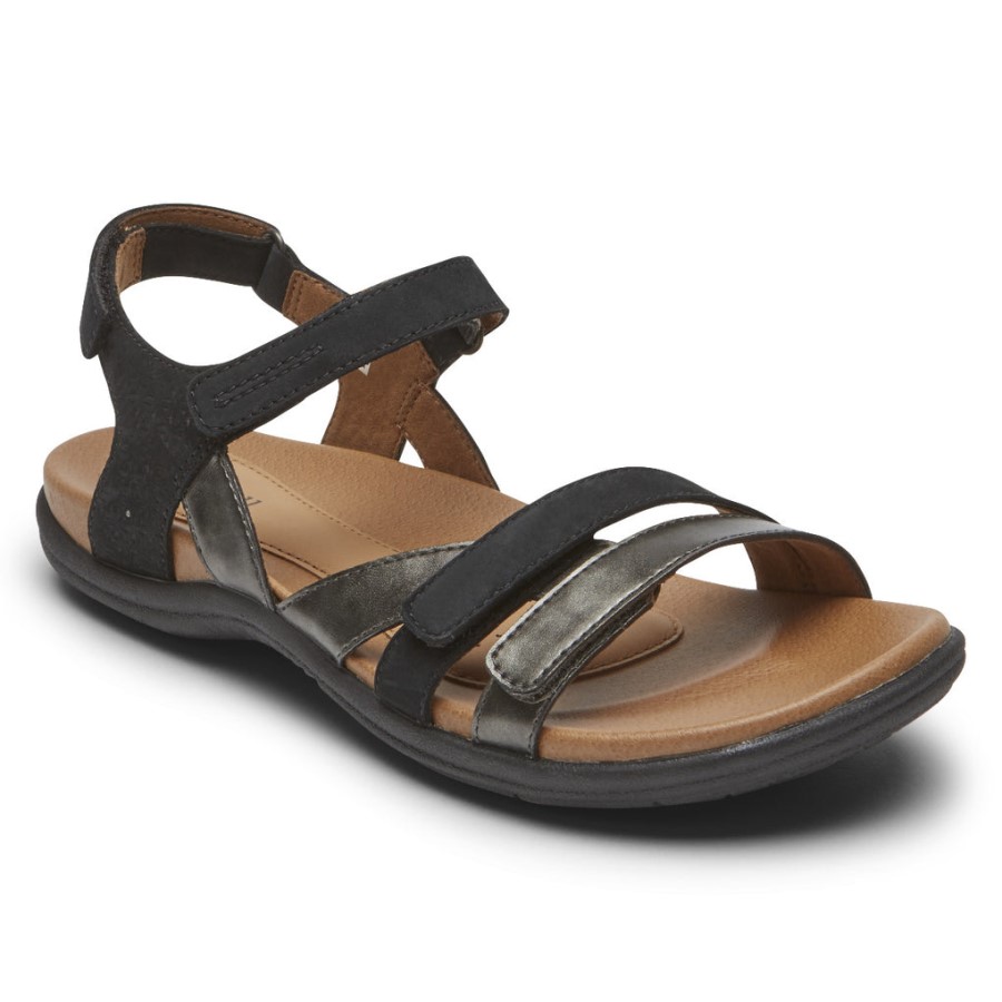 Rockport Women's Rubey 3-Strap Sandal Black