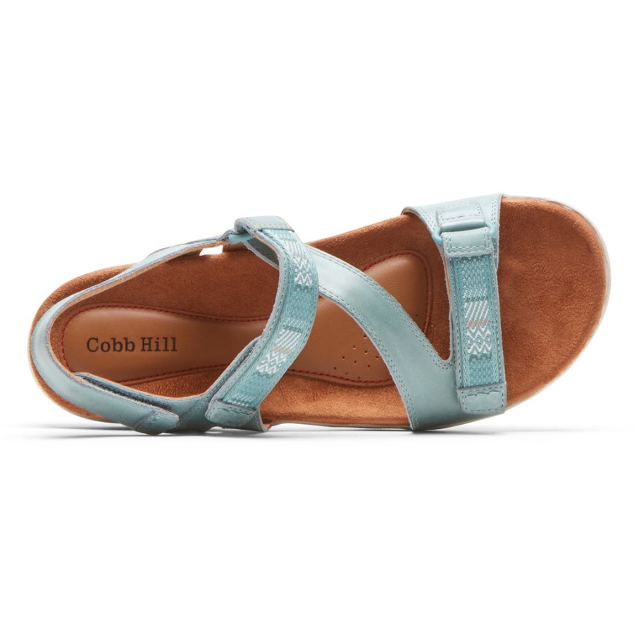 Rockport Women's Rubey Asymmetrical Sandal Mineral Blue