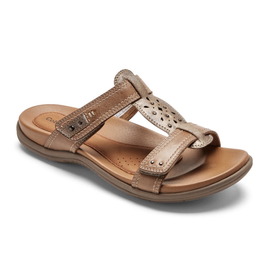 Rockport Women's Rubey Slide Sandal Taupe Multi Leather