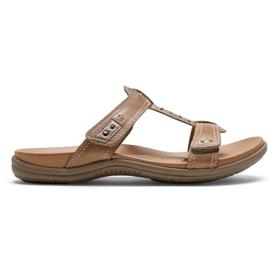 Rockport Women's Rubey Slide Sandal Taupe Multi Leather