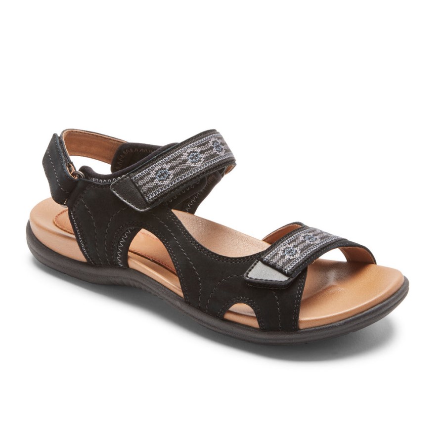 Rockport Women's Rubey Strap Sandal Black Nubuck