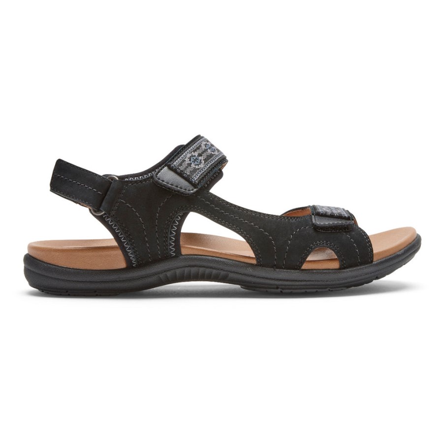 Rockport Women's Rubey Strap Sandal Black Nubuck
