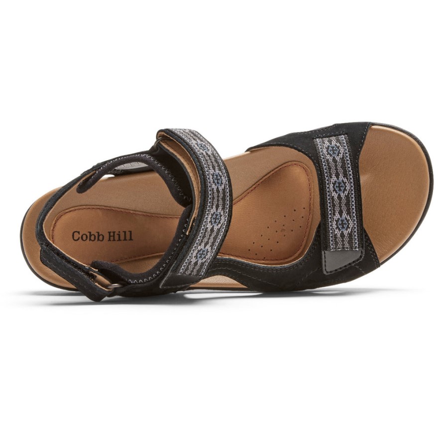 Rockport Women's Rubey Strap Sandal Black Nubuck