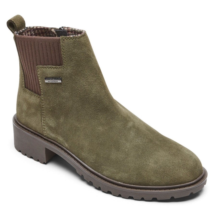 Rockport Women's Ryleigh Chelsea Boot-Waterproof Dark Olive