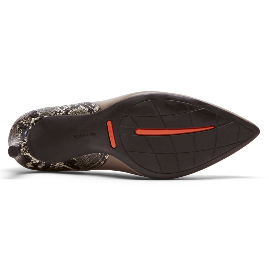 Rockport Women's Total Motion 75mm Pieced Heel Taupe Snakeskin