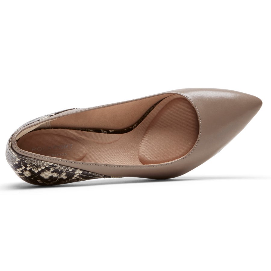 Rockport Women's Total Motion 75mm Pieced Heel Taupe Snakeskin