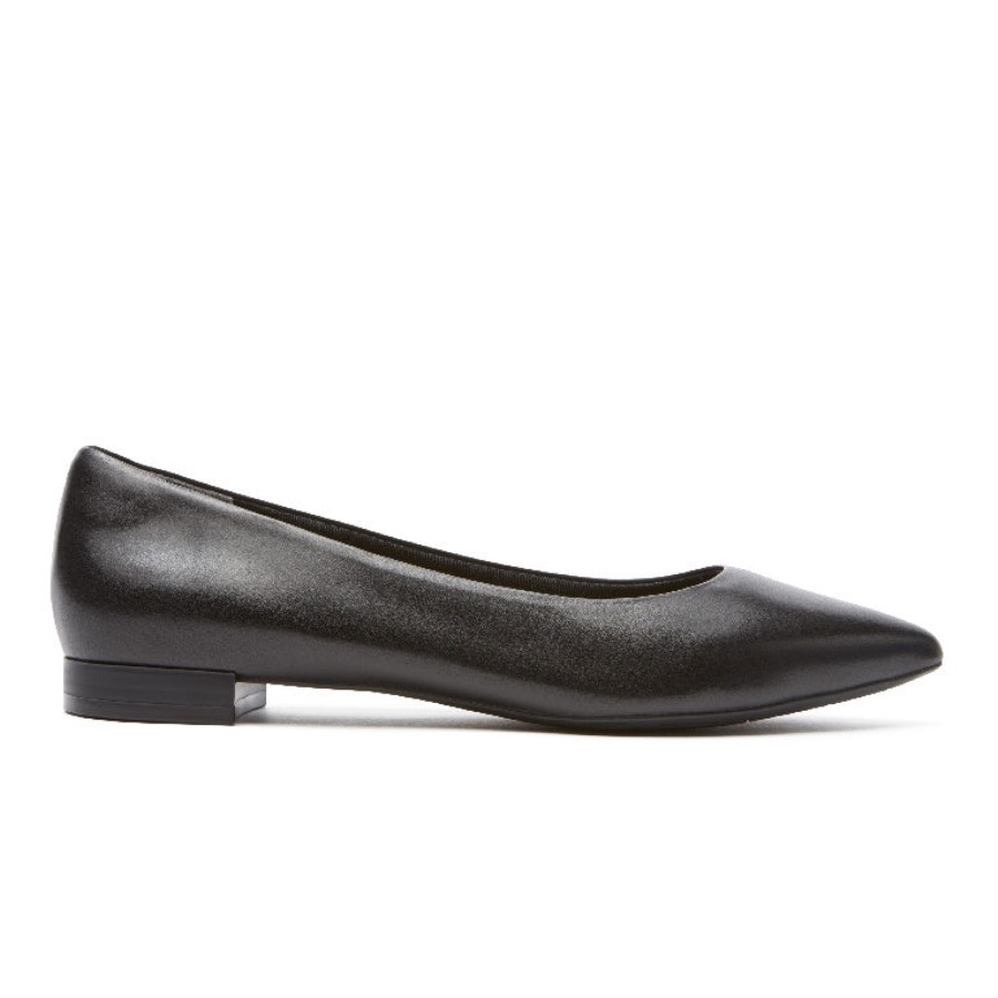 Rockport Women's Total Motion Adelyn Ballet Flat Black Burn Calf