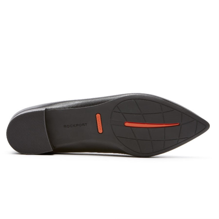 Rockport Women's Total Motion Adelyn Ballet Flat Black Burn Calf