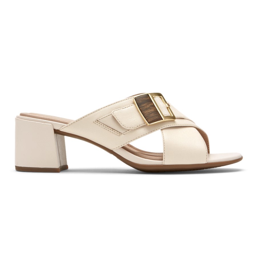 Rockport Women's Total Motion Alaina Buckle Slide Vanilla