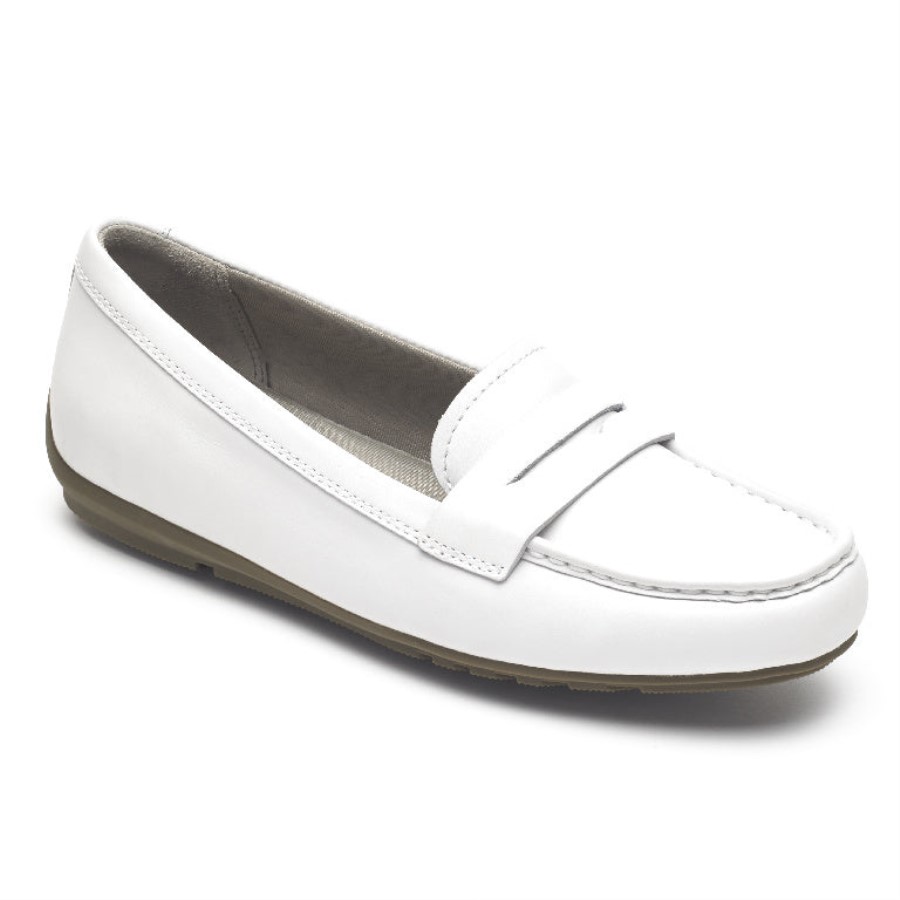Rockport Women's Total Motion Driver Penny Loafer White