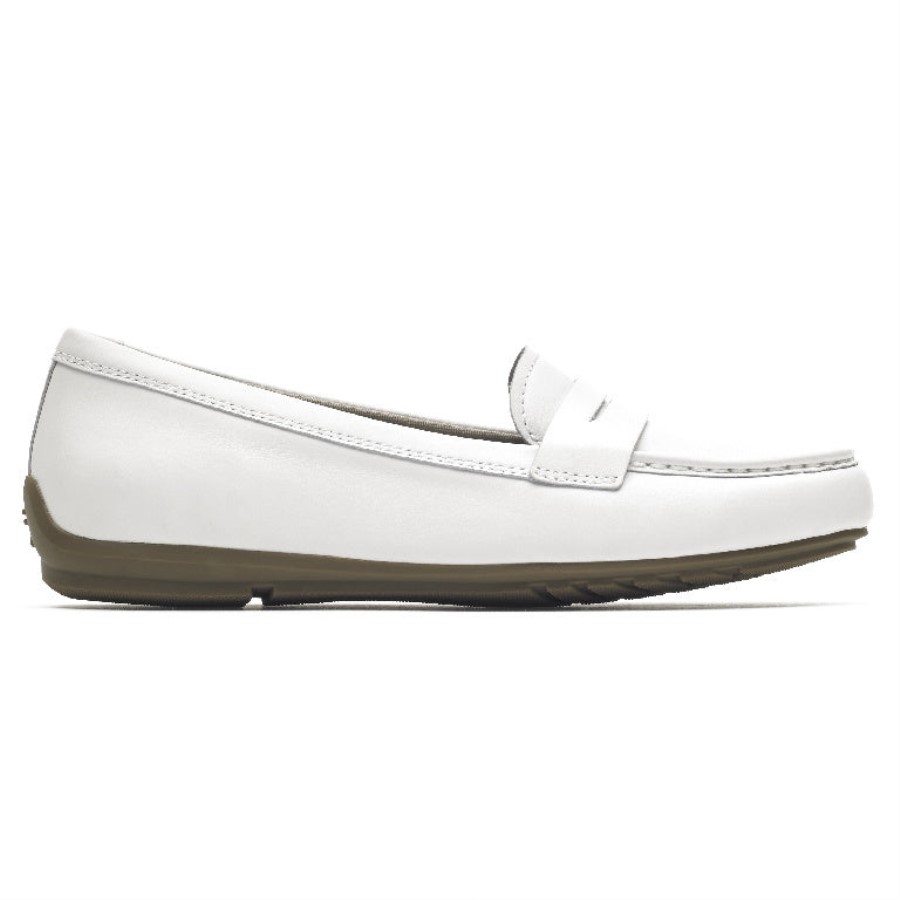 Rockport Women's Total Motion Driver Penny Loafer White