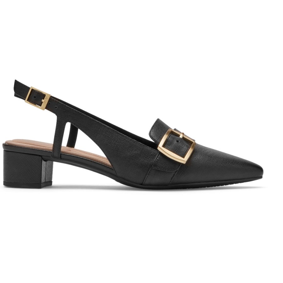 Rockport Women's Total Motion Gracie Buckle Heel Black