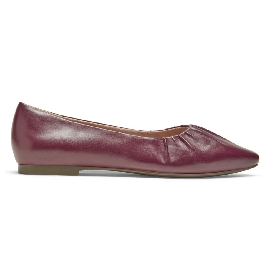 Rockport Women's Total Motion Laylani Gathered Flat Tawny Port