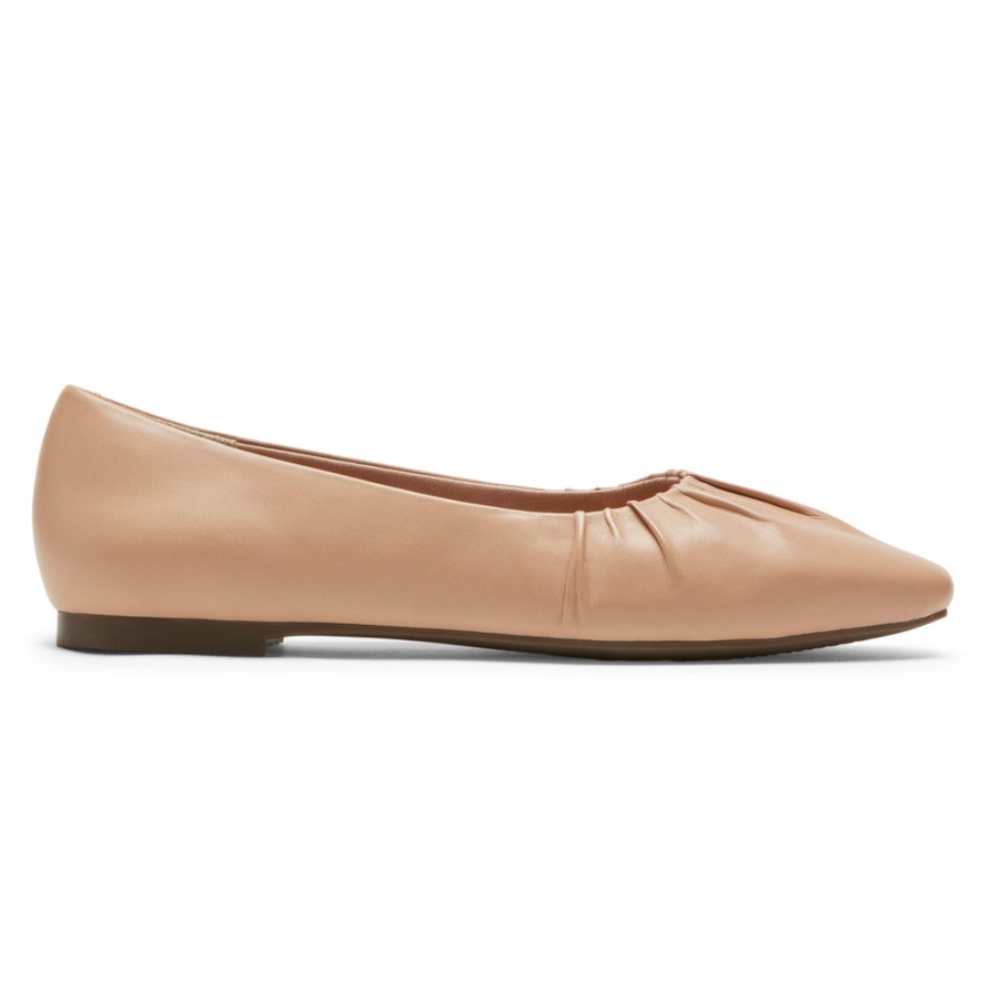 Rockport Women's Total Motion Laylani Gathered Flat Wafer Tan