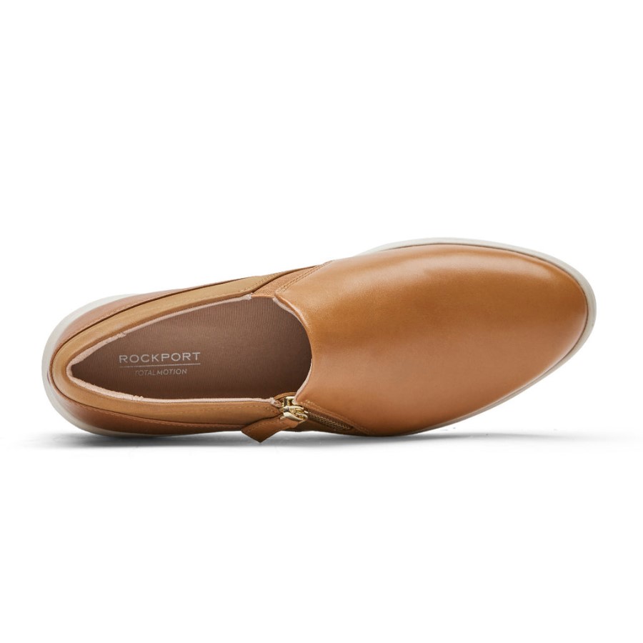 Rockport Women's Total Motion Lillie Side Zip Sneaker Honey