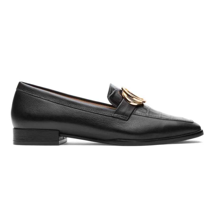 Rockport Women's Total Motion Santana Ring Loafer Black Lthr