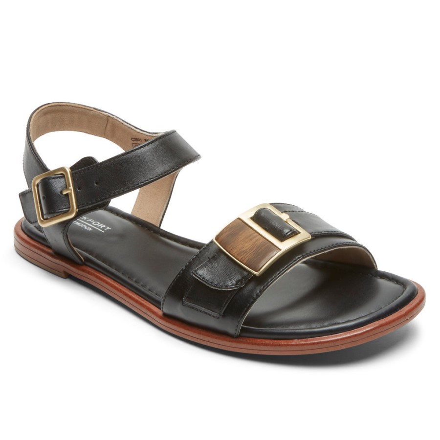Rockport Women's Total Motion Zadie Buckle Sandal Black