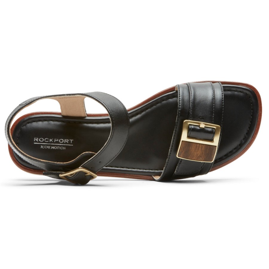 Rockport Women's Total Motion Zadie Buckle Sandal Black