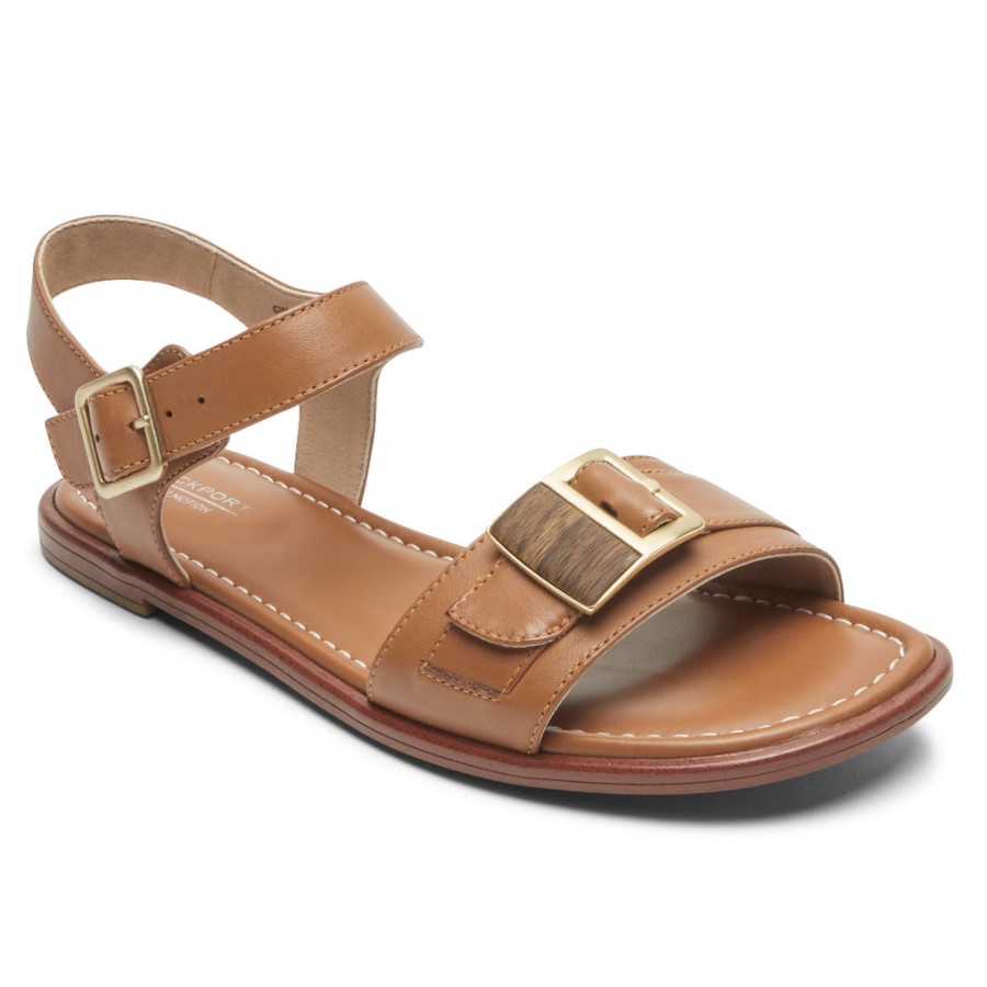 Rockport Women's Total Motion Zadie Buckle Sandal Cumin Leather