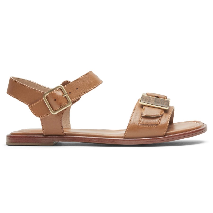 Rockport Women's Total Motion Zadie Buckle Sandal Cumin Leather