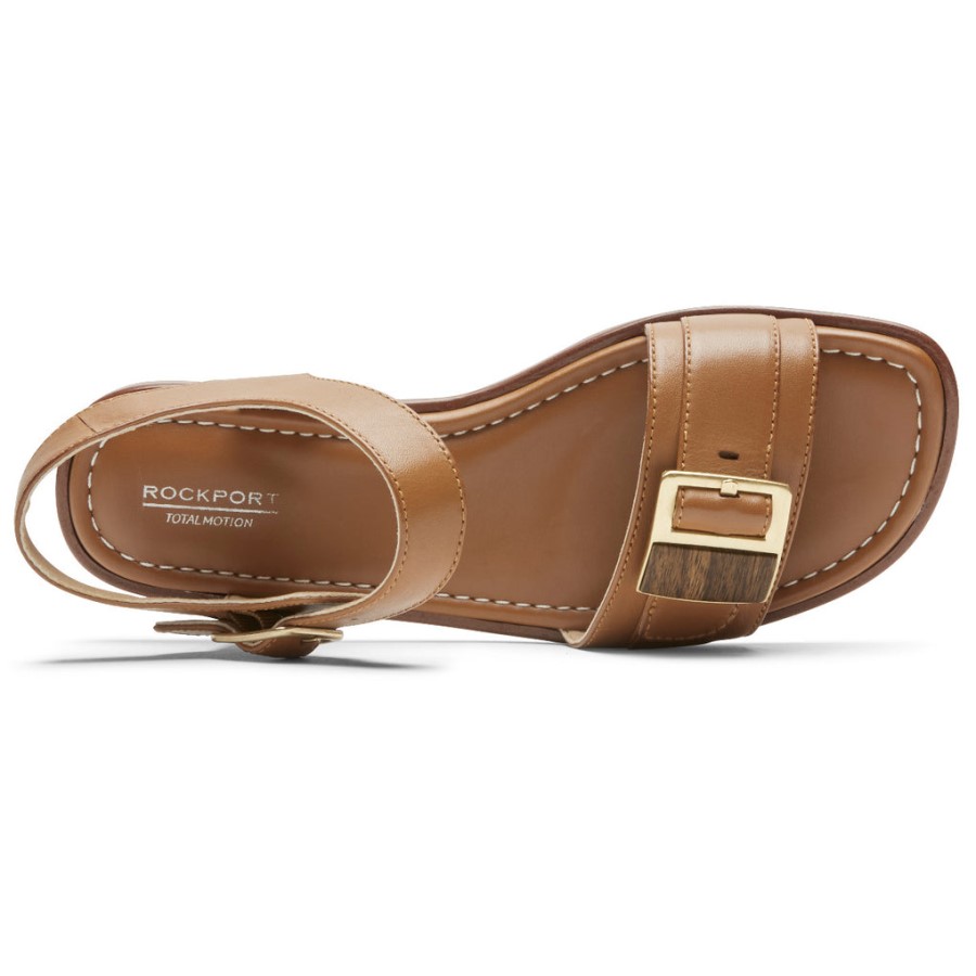 Rockport Women's Total Motion Zadie Buckle Sandal Cumin Leather