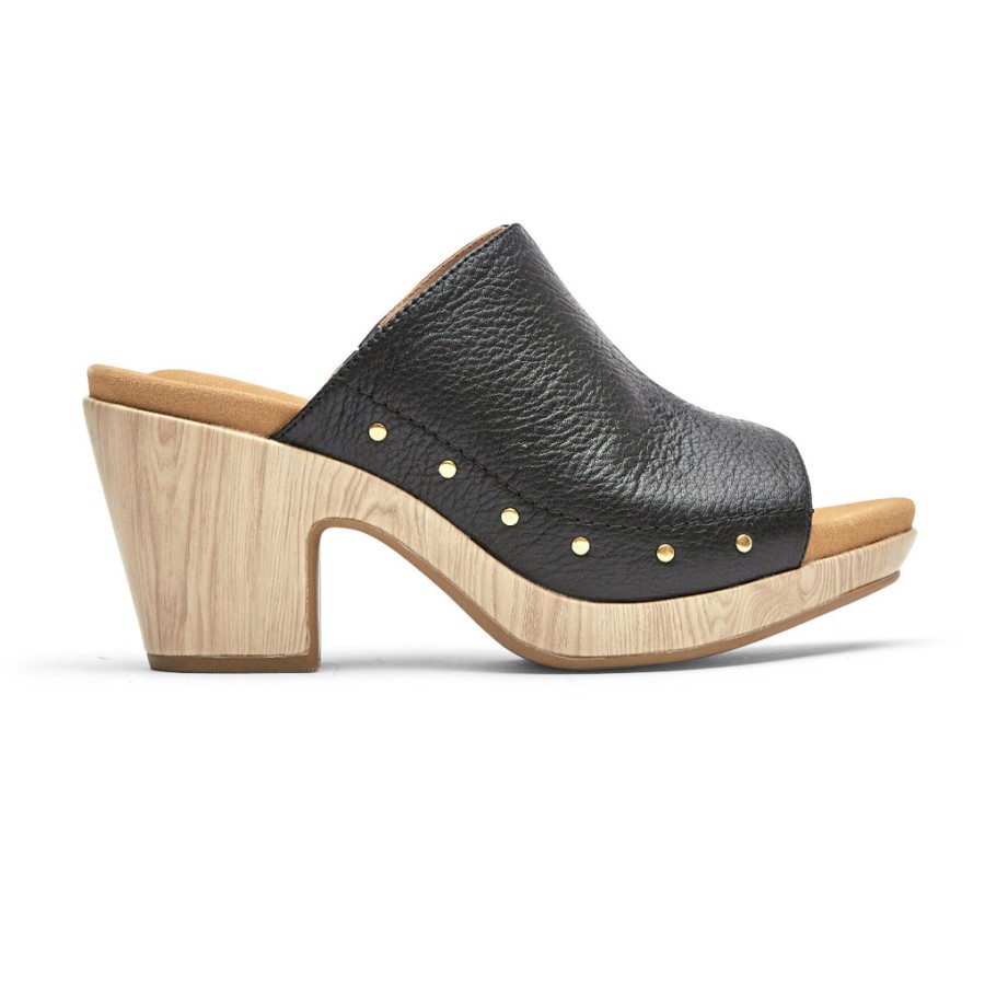 Rockport Women's Vivianne Slide Sandal Black Studded