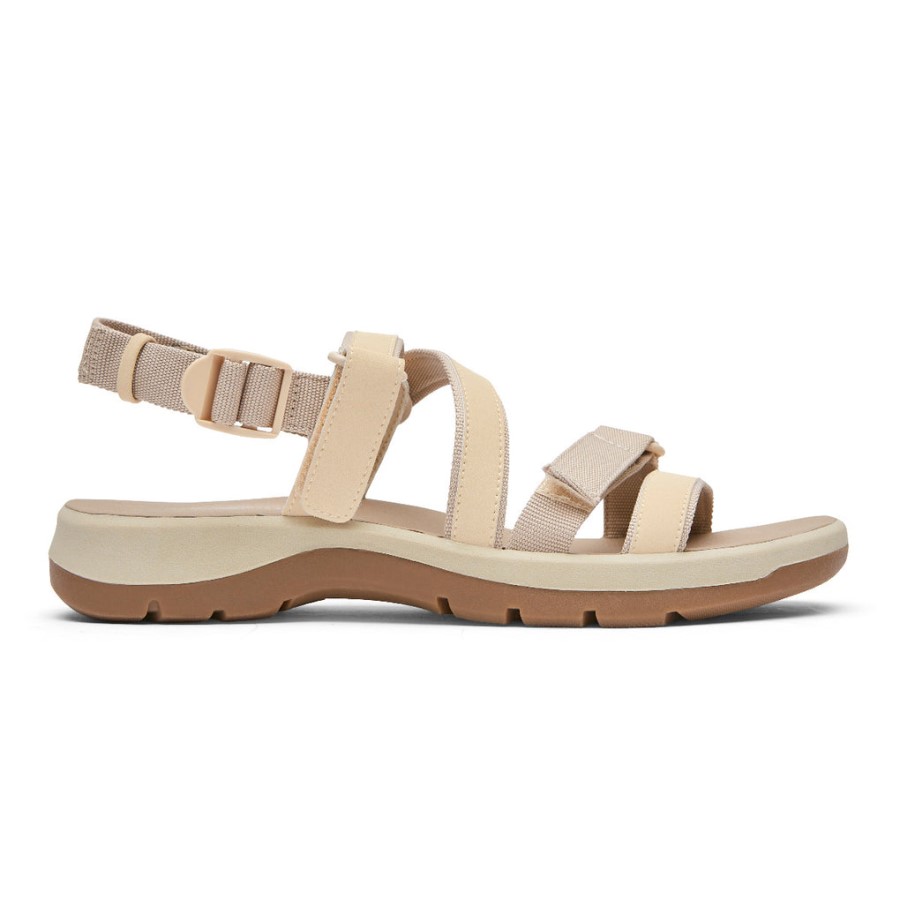 Rockport Women's XCS Trail Tech Washable Strappy Sandal White Vanilla